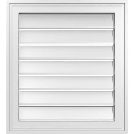 Ekena Millwork Vertical Surface Mount PVC Gable Vent: Functional, w/ 2"W x 1-1/2"P Brickmould Frame, 20"W x 22"H GVPVE20X2202SF